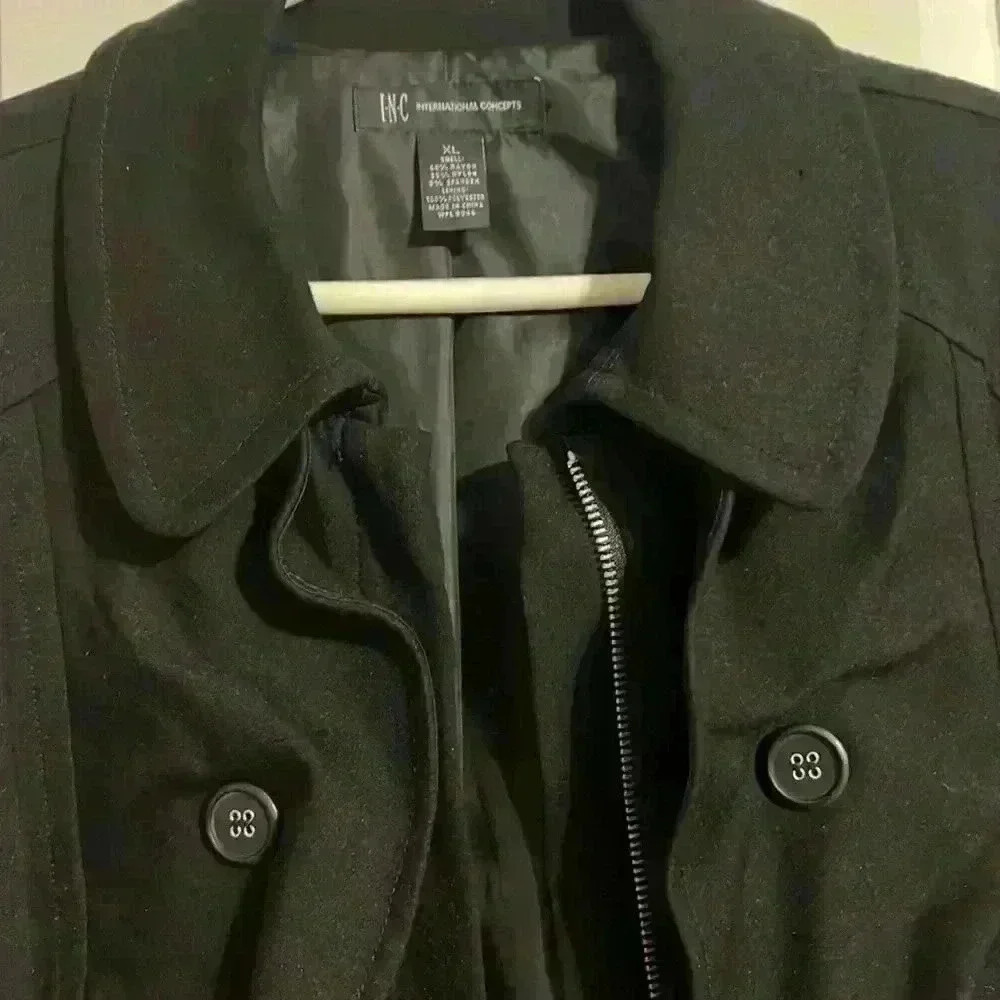 INC Jacket blazer  with ruffle collar black zipper front size XL - Picture 4 of 10